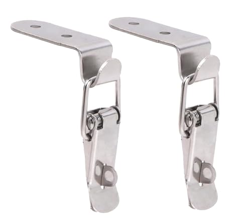Knebelverschluss, Haspenverschluss, 2 90 Grad DuckMouth Schnalle Hakenschloss Edelstahl Federbelastet Ziehen Toggle Latch Clamp(B Iron Nickled Plated,142mm) von CNDBAHHE