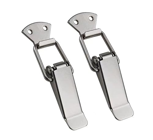 Knebelverschluss, Haspenverschluss, 2 Stück Mini-Federschnallenriegel aus Eisen und Nickel, Knebelverschluss, for Gepäck, Holzkoffer, Werkzeugkasten(A 76mm) von CNDBAHHE