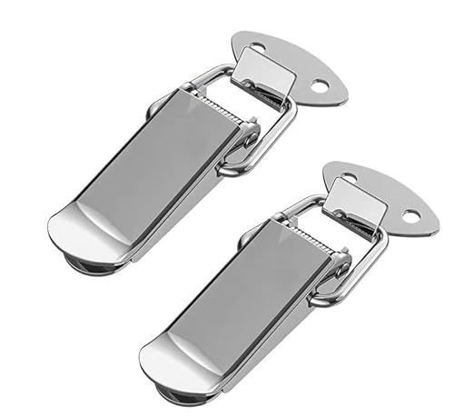 Knebelverschluss, Haspenverschluss, 2 stücke DuckMouth Schnalle Haken Schloss Edelstahl Frühling Ziehen Toggle Latch Clamp Clip Silber Haspe(A Nickled Plated 85mm) von CNDBAHHE