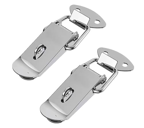 Knebelverschluss, Haspenverschluss, 2 stücke DuckMouth Schnalle Haken Schloss Edelstahl Frühling Ziehen Toggle Latch Clamp Clip Silber Haspe(B 304 Stainless Steel 68mm) von CNDBAHHE