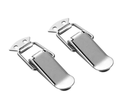 Knebelverschluss, Haspenverschluss, 2 stücke Edelstahl Haspe Lock Hardware Schrank Boxen Gefederte Latch Fang Toggle(Nickled Plated 112mm) von CNDBAHHE