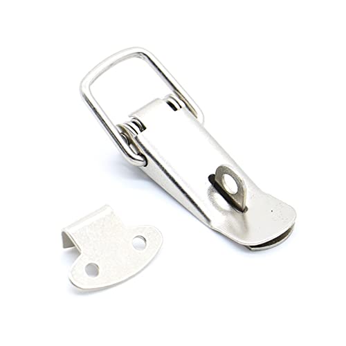 Knebelverschluss, Haspenverschluss, 2Pcs Schrank Boxen Frühling Geladen Latch Fang Toggle Schlösser Haspe 58mm/75mm/90mm/107mm(A,75mm) von CNDBAHHE