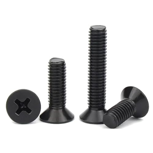 Phillips-Flachkopf-Maschinenschrauben, 50 Stück M1-M5 Senkkopfschrauben aus schwarzem Stahl(M1.4x3mm) von CNDBAHHE