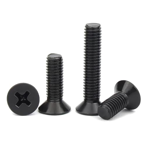 Phillips-Flachkopf-Maschinenschrauben, M1-M5 Senkkopfschrauben aus schwarzem Stahl, 10 Stück(M2.5x30mm) von CNDBAHHE