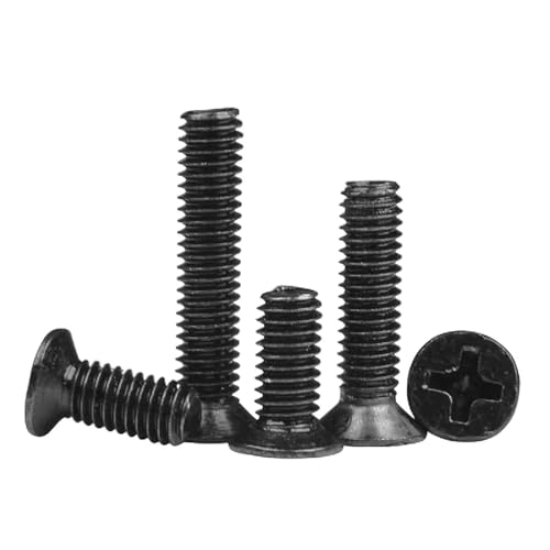 Phillips-Flachkopf-Maschinenschrauben, M2-M3 Kreuzschlitzschrauben mit Senkkopf aus schwarzem Stahl, 50 Stück(M2X3MM) von CNDBAHHE
