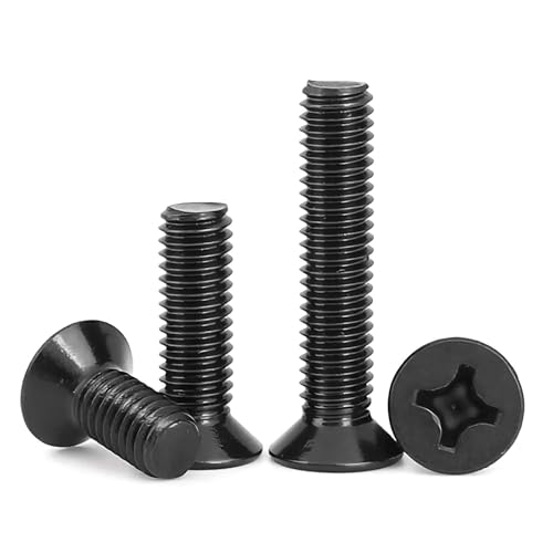 Phillips-Flachkopf-Maschinenschrauben, M3 M4 Kreuzschlitzschrauben mit Senkkopf aus schwarzem Stahl, 20 Stück(M3x4mm) von CNDBAHHE