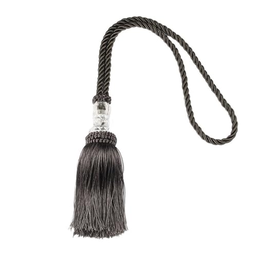 Quasten, Quasten für Basteln, 1 Stück Vorhanghalter mit hängender Kugelquaste, Quastenanhänger-Dekoration, 58 cm langes Vorhangseil dekorativen Kugeln for den Innenbereich(Black) von CNDBAHHE