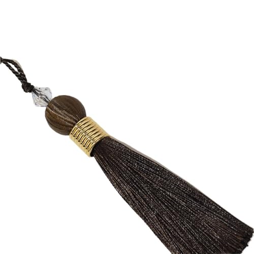 Quasten, Quasten für Basteln, 2 Stück Perlen-Kugelquasten mit Umhängeband, 10 cm Lange Nähquasten aus Polyesterseide, Schlüsselquasten for Vorhänge, Heimdekoration(Deepcoffee) von CNDBAHHE