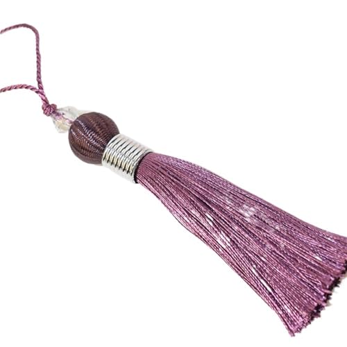 Quasten, Quasten für Basteln, 2 Stück Perlen-Kugelquasten mit Umhängeband, 10 cm Lange Nähquasten aus Polyesterseide, Schlüsselquasten for Vorhänge, Heimdekoration(Deeppurple) von CNDBAHHE