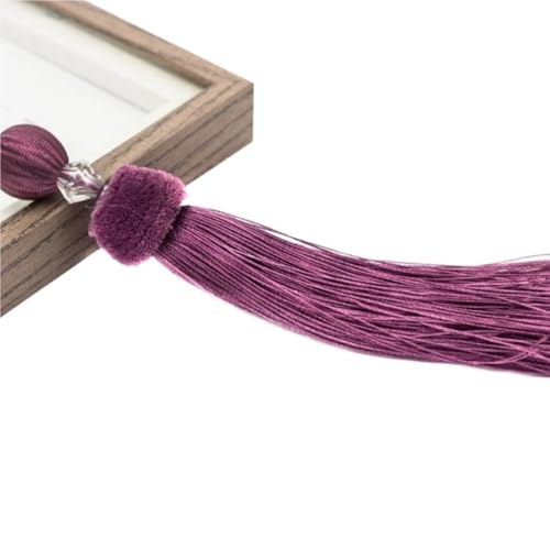 Quasten, Quasten für Basteln, 2 Stück Polyesterquasten mit Spike-Länge 11 cm, Hängeseillänge, handgefertigte weiche Quasten, glatte for die Heimdekoration(Deep Purple) von CNDBAHHE