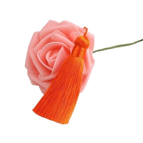 Quasten, Quasten für Basteln, 2 Stück Quastenschmuckteile aus Polyesterseide, Quastenbesatz for Basteln, 5 cm lange kleine Quastenanhänger for Vorhangaufhänger(Orange) von CNDBAHHE