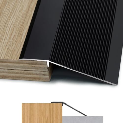 Schwellenrampe aus Aluminium, passend for 2/5"-1 4/5" hohe Gefälle, Bodenlücken-Übergangstürrampe, leicht zu schneiden(Black,L130cm-51.2in) von CNDBAHHE