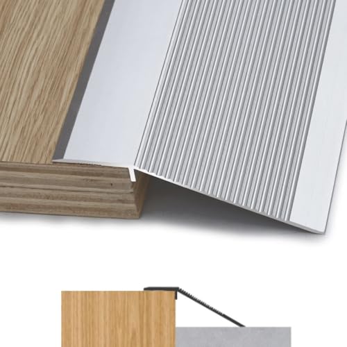 Schwellenrampe aus Aluminium, passend for 2/5"-1 4/5" hohe Gefälle, Bodenlücken-Übergangstürrampe, leicht zu schneiden(Silver,L140cm-55.1in) von CNDBAHHE