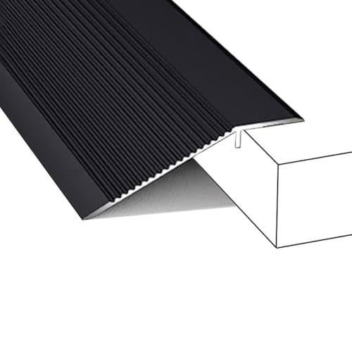 Schwellenrampenhöhe 10–40 mm, Nahtbinder-Abdeckleiste for Holz/Fliesen/Laminat, Aluminium/keine Verformung(Black,L90cm-35.4in) von CNDBAHHE