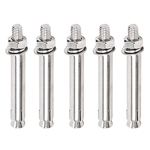 Spreizdübel aus Edelstahl, 5 Stück Hochleistungs-Expansionsschraubenbolzen, M12 × 70 Mm-M12 × 120 Mm Edelstahl-Sechskantmutter-Expansionshülsenankerbolzen, M12 × 90 mm(M12x80mm) von CNDBAHHE