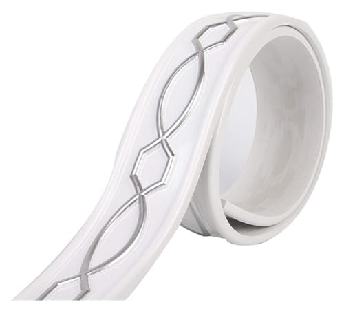 Tapetenbordüren, Sockelleisten, 9,8 ftTapete Wandpaneele Abziehen und Aufkleben Deckenbordüre Türrahmen Taillenlinie Innendekoration(White Silver) von CNDBAHHE