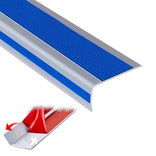 Treppenkantenprofil, 40-Zoll-Gummi-Treppenkantenschutz, einfach zu installieren, L-förmige Treppenstufe for Holz-/Fliesen-/Marmortreppen(Blue,W10cm/4in) von CNDBAHHE