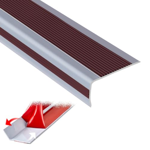 Treppenkantenprofil, 40-Zoll-Gummi-Treppenkantenschutz, einfach zu installieren, L-förmige Treppenstufe for Holz-/Fliesen-/Marmortreppen(Brown,W10cm/4in) von CNDBAHHE