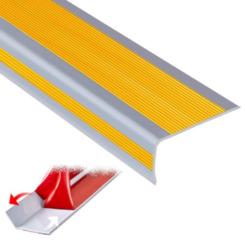 Treppenkantenprofil, 40-Zoll-Gummi-Treppenkantenschutz, einfach zu installieren, L-förmige Treppenstufe for Holz-/Fliesen-/Marmortreppen(Dark Yellow,W10cm/4in) von CNDBAHHE