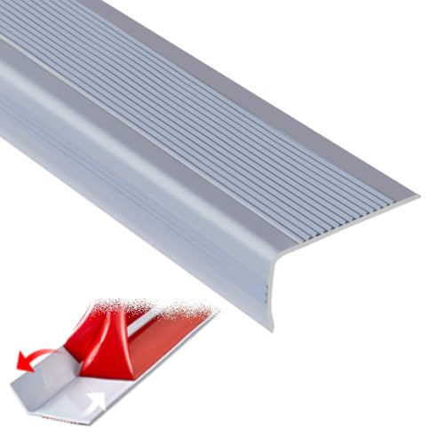 Treppenkantenprofil, 40-Zoll-Gummi-Treppenkantenschutz, einfach zu installieren, L-förmige Treppenstufe for Holz-/Fliesen-/Marmortreppen(Gray,W5cm/2in) von CNDBAHHE