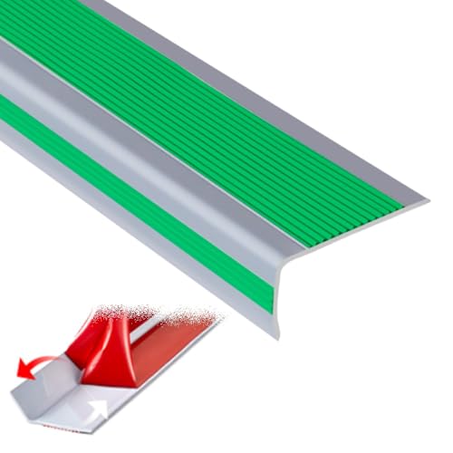 Treppenkantenprofil, 40-Zoll-Gummi-Treppenkantenschutz, einfach zu installieren, L-förmige Treppenstufe for Holz-/Fliesen-/Marmortreppen(Green,W5cm/2in) von CNDBAHHE