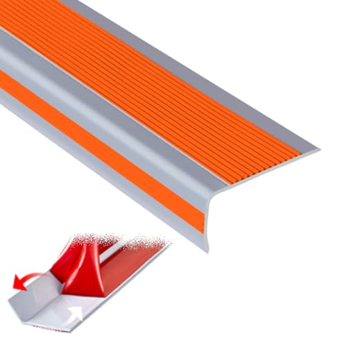 Treppenkantenprofil, 40-Zoll-Gummi-Treppenkantenschutz, einfach zu installieren, L-förmige Treppenstufe for Holz-/Fliesen-/Marmortreppen(Orange,W10cm/4in) von CNDBAHHE