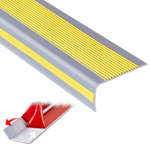 Treppenkantenprofil, 40-Zoll-Gummi-Treppenkantenschutz, einfach zu installieren, L-förmige Treppenstufe for Holz-/Fliesen-/Marmortreppen(Yellow,W5cm/2in) von CNDBAHHE