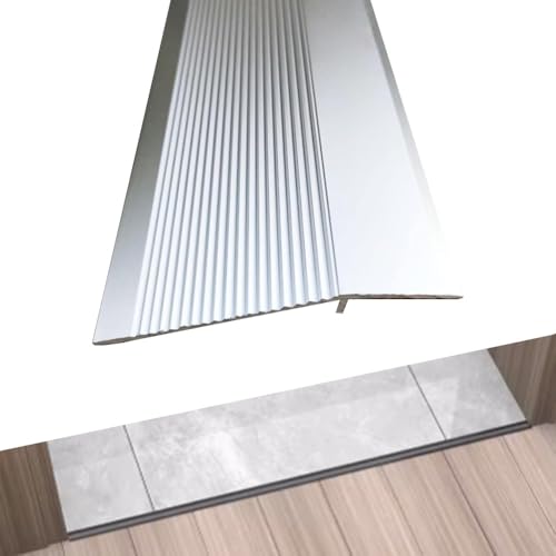 Türrampe aus Aluminium, hoch 2/5"-1 3/5", Zierleiste for Teppich- und Fliesenkanten, Abdeckleiste for Bodenfugen, einfach zu schneiden(Silver,L125cm/4.1ft) von CNDBAHHE