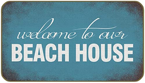 Fußmatte Zu Unserem Strandhaus Retro Teal Blue Beach House Badteppich Waschbar Türmatte Mode Badezimmerteppich Für Dusche Schlafzimmer Küche 40x60cm Fußmatte Zu Unserem Strandhaus Retro Teal Blue Beach House Badteppich Waschbar Türmatte Mode Badezimmerteppich Für Dusche Schlafzimmer Küche 40x60cm von CNDJSFF