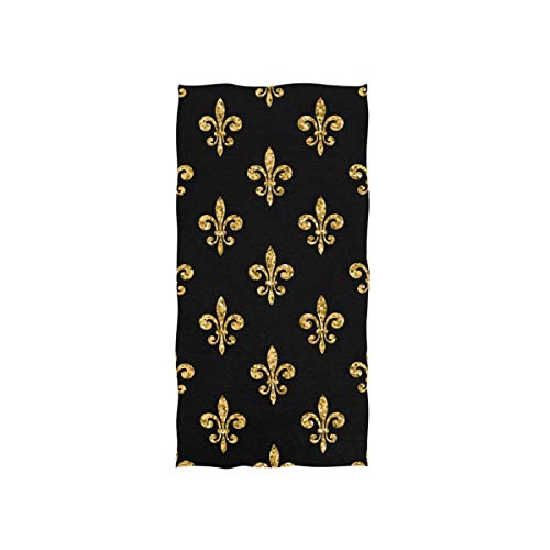 Handtücher Goldene Fleur-De-Lis-Blume Schwarz Handtuch Saugfähig Gästehandtücher Snug Gästetuch Für Sport Mehrzweck Badezimmer M von CNDJSFF