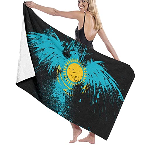 Strandtücher Adler-Kasachstan-Flagge Sandfest Handtuch Weich Badetuch Pflegeleicht Badetuch Groß Für Sauna Schwimmen Strand 80x130cm von CNDJSFF