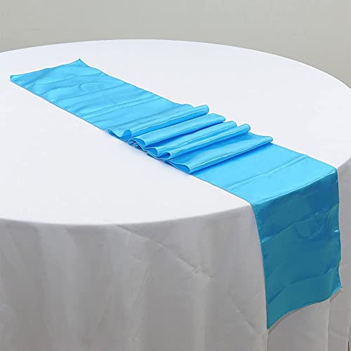 CNFQ 10 Tischläufer, Satin, Dekoration für Badezimmer, Hochzeit, Tisch, Runner 275 cm x 30 cm (Seeblau) von CNFQ