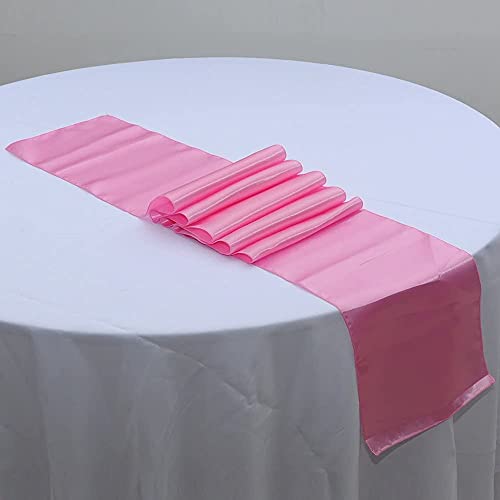 CNFQ 10 Tischläufer, Satin, Dekoration für Zimmer, Hochzeit, Tisch, Runner 275 cm x 30 cm (Rosa) von CNFQ