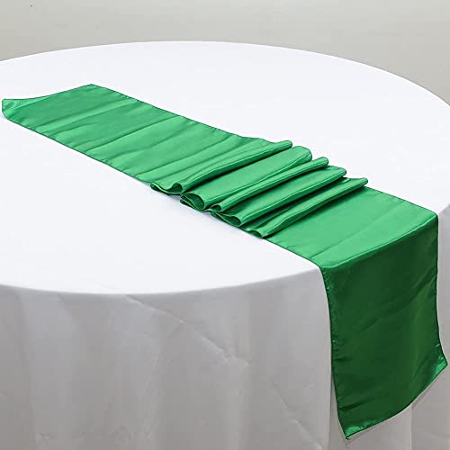CNFQ 10 Tischläufer, Satin, Dekoration für Zimmer, Hochzeit, Tisch, Runner 275 cm x 30 cm (grün) von CNFQ
