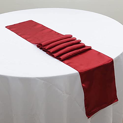 CNFQ 10 Tischläufer aus Satin, Dekoration für Hochzeit, Tisch, Runner, 275 cm x 30 cm (Weinrot) von CNFQ