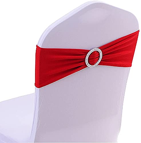 CNFQ Stuhlschleifen, elastisch, keine Bindung, Dekoration für Hochzeit, Party, Taufe, Rot, 50 Stück von CNFQ