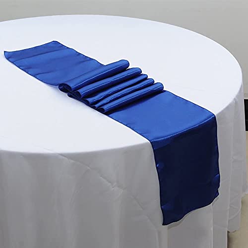 CNFQ Tischläufer, Satin, Dekoration für Hochzeit, Tisch, Runner, 275 cm x 30 cm, Königsblau, 10 Stück von CNFQ