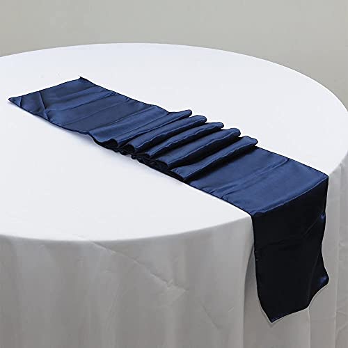 CNFQ Tischläufer, Satin, Dekoration für Hochzeit, Tischläufer, 275 cm x 30 cm, Marineblau, 10 Stück von CNFQ