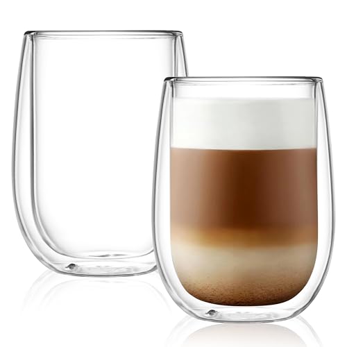 CNGLASS Doppelwandiger Thermoglas 290ml 2er-Set, Latte Macchiato Gläser, Isolierte Kaffeetassen, Bargeschirr, Trinkgeschirr von CNGLASS