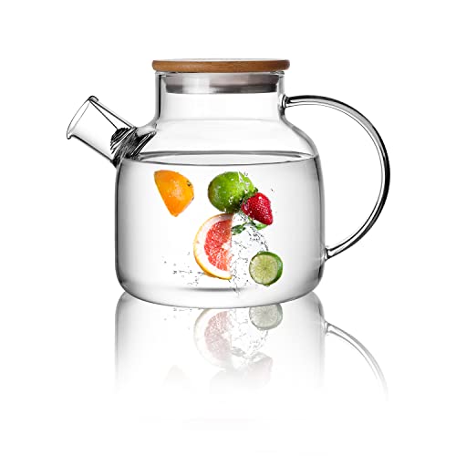 CnGlass Teekanne Glas 1200ML/40,6OZ, Transparente Glasteekanne mit Siebeinsatz, Herdplattensichere Teekanne für lose Blätter und blühenden Tee, blühendes Tee Geschenk Set von CNGLASS