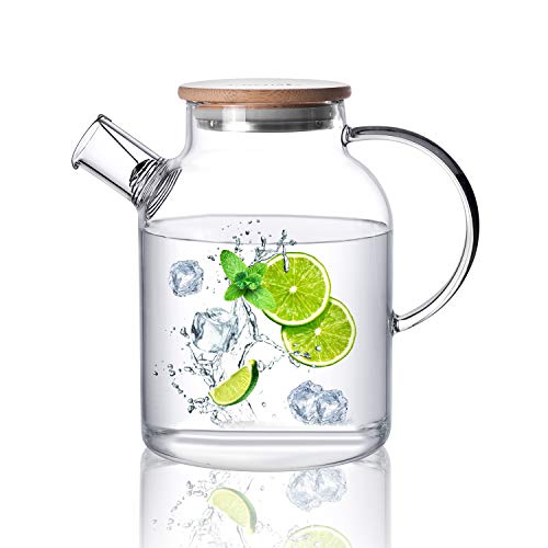 CnGlass Teekanne Glas 1500ML/50,7OZ, Klare Glasteekanne mit Siebeinsatz, Herdplattensichere Teekanne für lose Blätter und blühenden Tee, blühendes Tee Geschenk Set von CNGLASS