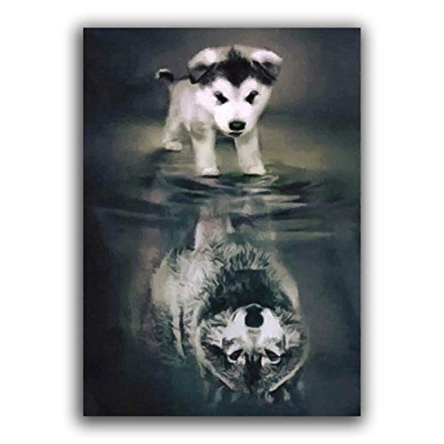 CNHNWJ Hund Wolf Leinwandbild Figur Bild wandbilder Bild Zusammenfassung Fantastisches Bild Poster Kunstdruck für Wohnzimmer Wohnung Deko (50x70cmx1 / kein Rahmen) von CNHNWJ