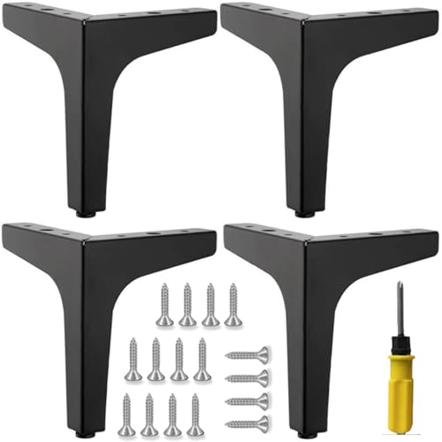 CNKHDZ 4 Stück Metall Möbelfüße Schwarz 15cm Metall dreieckige Möbelfüße,Schrankfüße,Tragfähigkeit 800 kg,Geeignet für Kommoden,Sofas,Stühle, Betten,Schränke,Tische,Schränke,Schubladen von CNKHDZ