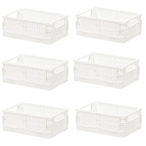 CNKHDZ 6 Stück Faltbare Kunststoff-Aufbewahrungsbox, Faltbare Einkaufsbox, geeignet für Kinderzimmer, Küche, Arbeitszimmer, Büro, Schlafzimmer, Schrank, Schublade (Ｗeiß, 15×10×5.8 cm) von CNKHDZ