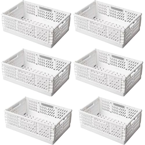 CNKHDZ 6 Stück Klappbox Klappkiste Weiß 42×28×16 cm Klappboxen Faltbar Stabil Klappkorb Faltbar Klappkorb Aufbewahrungsbox Boxen Aufbewahrung für Küche,Arbeitszimmer,Büro von CNKHDZ