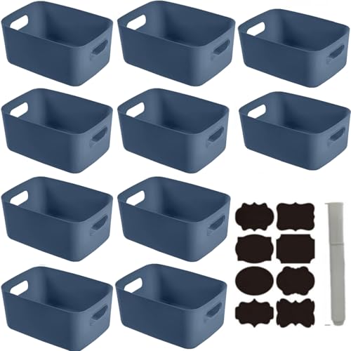 CNKHDZ Aufbewahrungsbox Kunststoff 8piece30cm+2piece25cm Blau Aufbewahrungskorb Korb Küche Kunststoff Aufbewahrungskorb Aufbewahrung Plastik Kisten Körbe für Badezimmer Schrank Regal Organizer von CNKHDZ