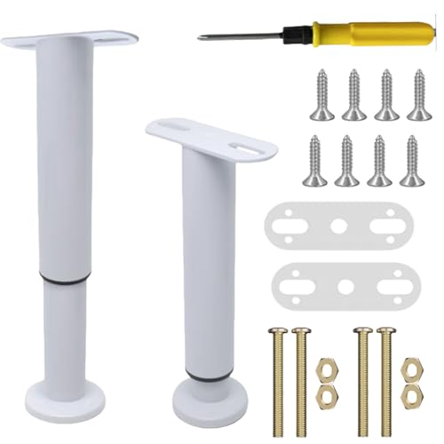 CNKHDZ Verstellbare Metall-Möbelfüße Bettfüße, T-Shaped Stainless Steel Heavy Duty Bed Centre Frame Slat Support Feet, DIY Ersatzfüße für Sofas, gepolsterte Stühle (Weiß, 25-42cm/2 Pack) von CNKHDZ
