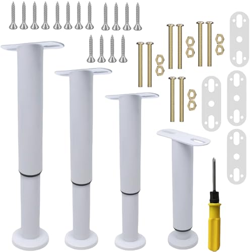 CNKHDZ 4 Pack Möbelfüße Verstellbar, Möbelfüße Höhenverstellbar 18-32cm,Weiß Möbelbeine, Möbelbeine für Schrank Fernsehschrank Bett Sofa Nachttisch Lehrstuhl Badezimmerschrank von CNKHDZ