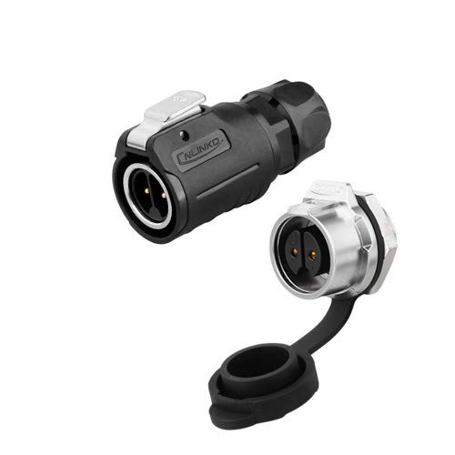 CNLINKO 2 Pin M16 Größe Power Industrial Circular Connector, Male Plug & Female Panel Mount Socket Buchsen Outdoor Wasserdicht IP67, AC DC Signal von CNLINKO