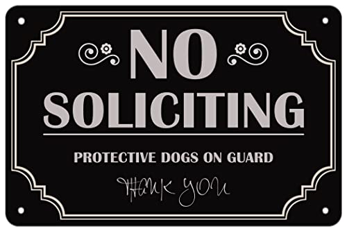 enjoyeve Metall-Blechschilder, Aufschrift "No Soliciting Protective Dogs On Guard Thank You for House", Warnposter für Haustür, lustige Farbe, 20,3 x 30,5 cm enjoyeve Metall-Blechschilder, Aufschrift "No Soliciting Protective Dogs On Guard Thank You for House", Warnposter für Haustür, lustige Farbe, 20,3 x 30,5 cm von CNM123
